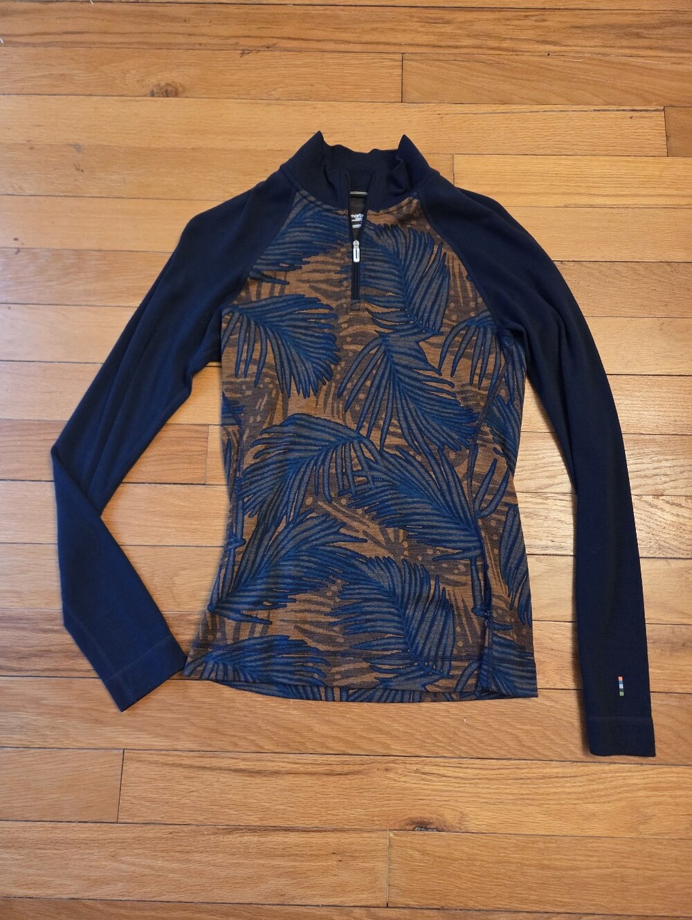 Smartwool Navy and Brown Palm-Print Swim Coverup
